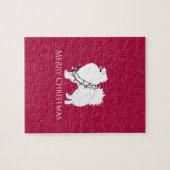 American Eskimo Dog Frohe Weihnachtsgestaltung Puzzle (Horizontal)