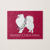 American Eskimo Dog Frohe Weihnachtsgestaltung Puzzle (Horizontal)