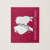 American Eskimo Dog Frohe Weihnachtsgestaltung Puzzle (Vertikal)