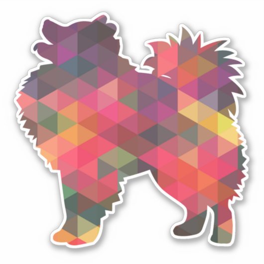 American Eskimo Dog Geometric Pattern Silhouette Aufkleber (Vorderseite)