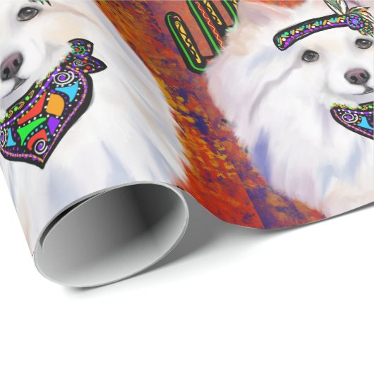 American Eskimo Dog Geschenkpapier (Rolleneckpunkt)