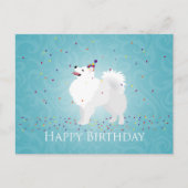 American Eskimo Dog Happy Birthday Design Postkarte (Vorderseite)