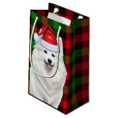 American Eskimo Dog Holiday Kariert Weihnachten Kleine Geschenktüte (Rückseite Schrägansicht)