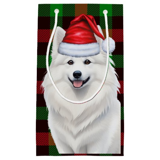 American Eskimo Dog Holiday Kariert Weihnachten Kleine Geschenktüte (Vorderseite)