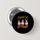 American Eskimo Dog In Christmas Socks Funny Dog L Button (Vorne & Hinten)