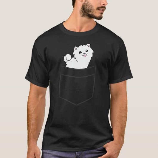 American Eskimo Dog In The Pocket Cute American Es T-Shirt (Vorderseite)
