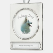 American Eskimo Dog Mama 2 Banner-Ornament Silber (Links)