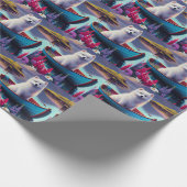 American Eskimo Dog on Paddle: Ein Landschaftliche Geschenkpapier (Ecke)