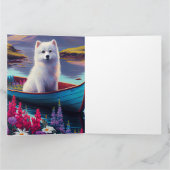 American Eskimo Dog on Paddle: Ein Landschaftliche Karte (Innenseite)