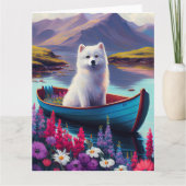 American Eskimo Dog on Paddle: Ein Landschaftliche Karte (Vorderseite)