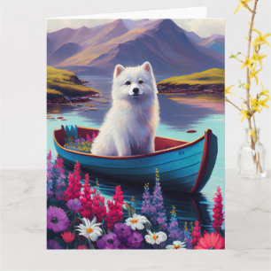 American Eskimo Dog on Paddle: Ein Landschaftliche Karte
