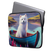 American Eskimo Dog on Paddle: Ein Landschaftliche Laptopschutzhülle (Vorderseite Links)