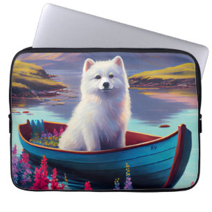 American Eskimo Dog on Paddle: Ein Landschaftliche Laptopschutzhülle