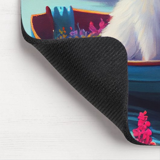 American Eskimo Dog on Paddle: Ein Landschaftliche Mousepad (Ecke)