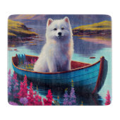 American Eskimo Dog on Paddle: Ein Landschaftliche Schneidebrett (Vorderseite)