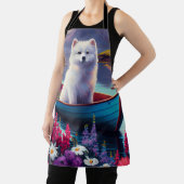 American Eskimo Dog on Paddle: Ein Landschaftliche Schürze (InSitu)