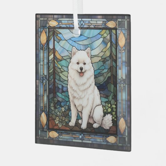 American Eskimo Dog Ornament Aus Glas (Vorderseite links)