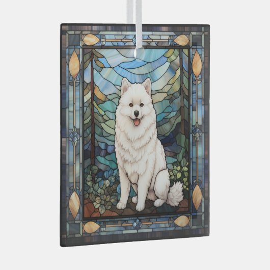 American Eskimo Dog Ornament Aus Glas (Vorderseite Rechts)