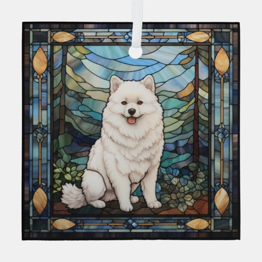 American Eskimo Dog Ornament Aus Glas (Rückseite)