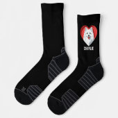 American Eskimo Dog Owner Lover Custom Text Name Socken (Links)