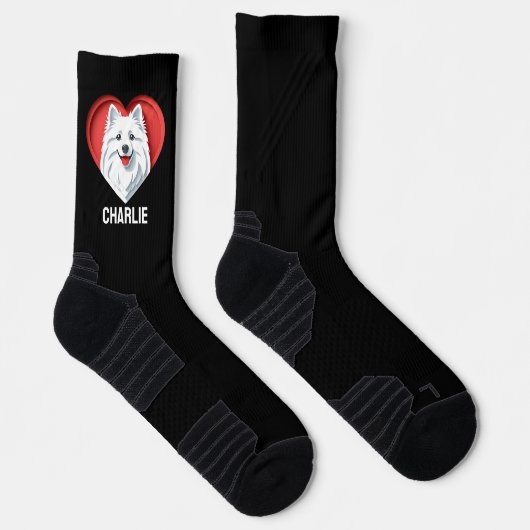 American Eskimo Dog Owner Lover Custom Text Name Socken (Rechts)