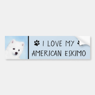 American Eskimo Dog Painting - Original Dog Art Autoaufkleber