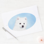 American Eskimo Dog Painting - Original Dog Art Ovaler Aufkleber (Umschlag)