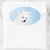 American Eskimo Dog Painting - Original Dog Art Ovaler Aufkleber (Tasche)