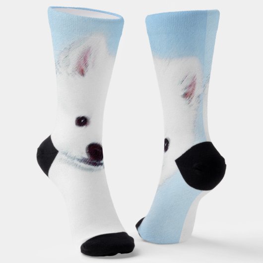 American Eskimo Dog Painting - Original Dog Art Socken (Gewinkelt)