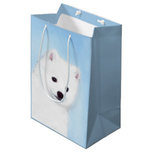 American Eskimo Dog Painting - Original Hund Art Mittlere Geschenktüte