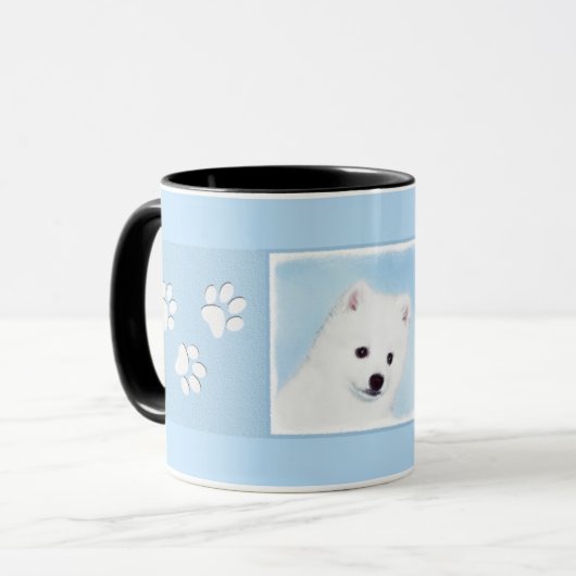 American Eskimo Dog Painting - Original Hund Art Tasse (Vorderseite Links)