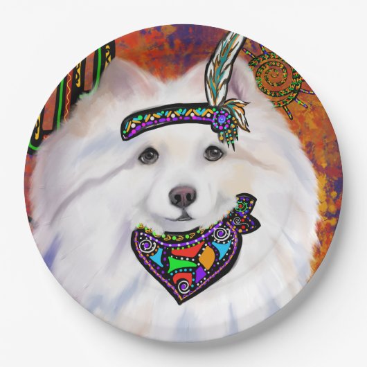 American Eskimo Dog Pappteller (Vorderseite)