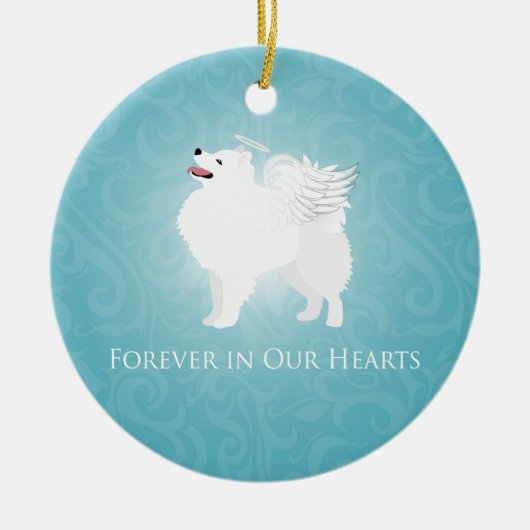 American Eskimo Dog Pet Loss Beileid Design Keramikornament (Vorne)