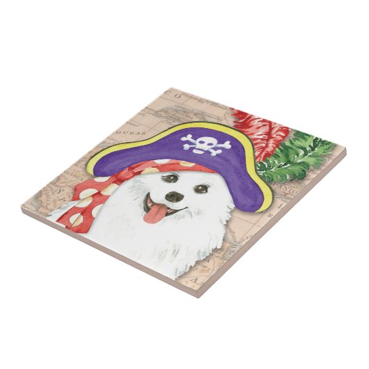 American Eskimo Dog Pirate Tile Fliese (Seite)
