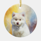 American Eskimo Dog Portrait Keramikornament (Vorne)