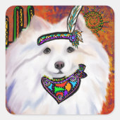 American Eskimo Dog Quadratischer Aufkleber (Vorderseite)