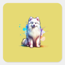 American Eskimo Dog Quadratischer Aufkleber