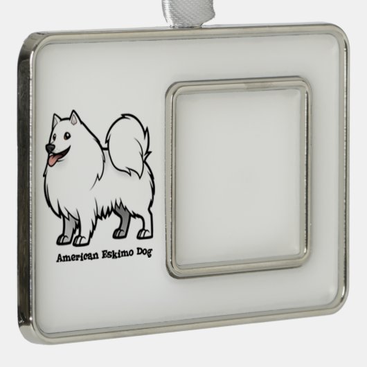 American Eskimo Dog Rahmen-Ornament Silber (Rechts)