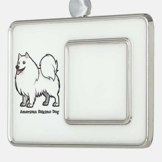 American Eskimo Dog Rahmen-Ornament Silber (Links)
