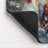 American Eskimo Dog Riding Motorrad Weihnachten Mousepad (Ecke)