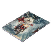 American Eskimo Dog Riding Motorrad Weihnachten Notizblock (Linke Seite)