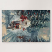 American Eskimo Dog Riding Motorrad Weihnachten Puzzle (Horizontal)