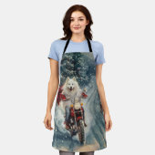 American Eskimo Dog Riding Motorrad Weihnachten Schürze (Getragen)