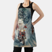 American Eskimo Dog Riding Motorrad Weihnachten Schürze (InSitu)