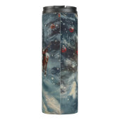 American Eskimo Dog Riding Motorrad Weihnachten Thermosbecher (Rückseite)