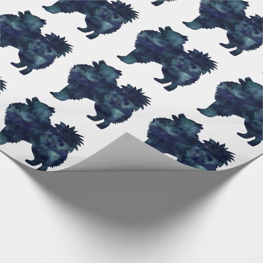 American Eskimo Dog Silhouette Designs Geschenkpapier (Ecke)
