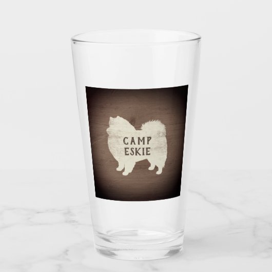 American Eskimo Dog Silhouette Rustikal Personalis Glas (Vorderseite)
