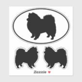 American Eskimo Dog Silhouette Vinyl Sticker Set (Blatt)