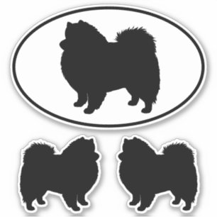American Eskimo Dog Silhouette Vinyl Sticker Set