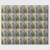 American Eskimo Dog Spring Blumen Malerei Geschenkpapier (Flach)
